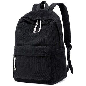 Large Corduroy Bookbag Lightweight 17 inch-Black